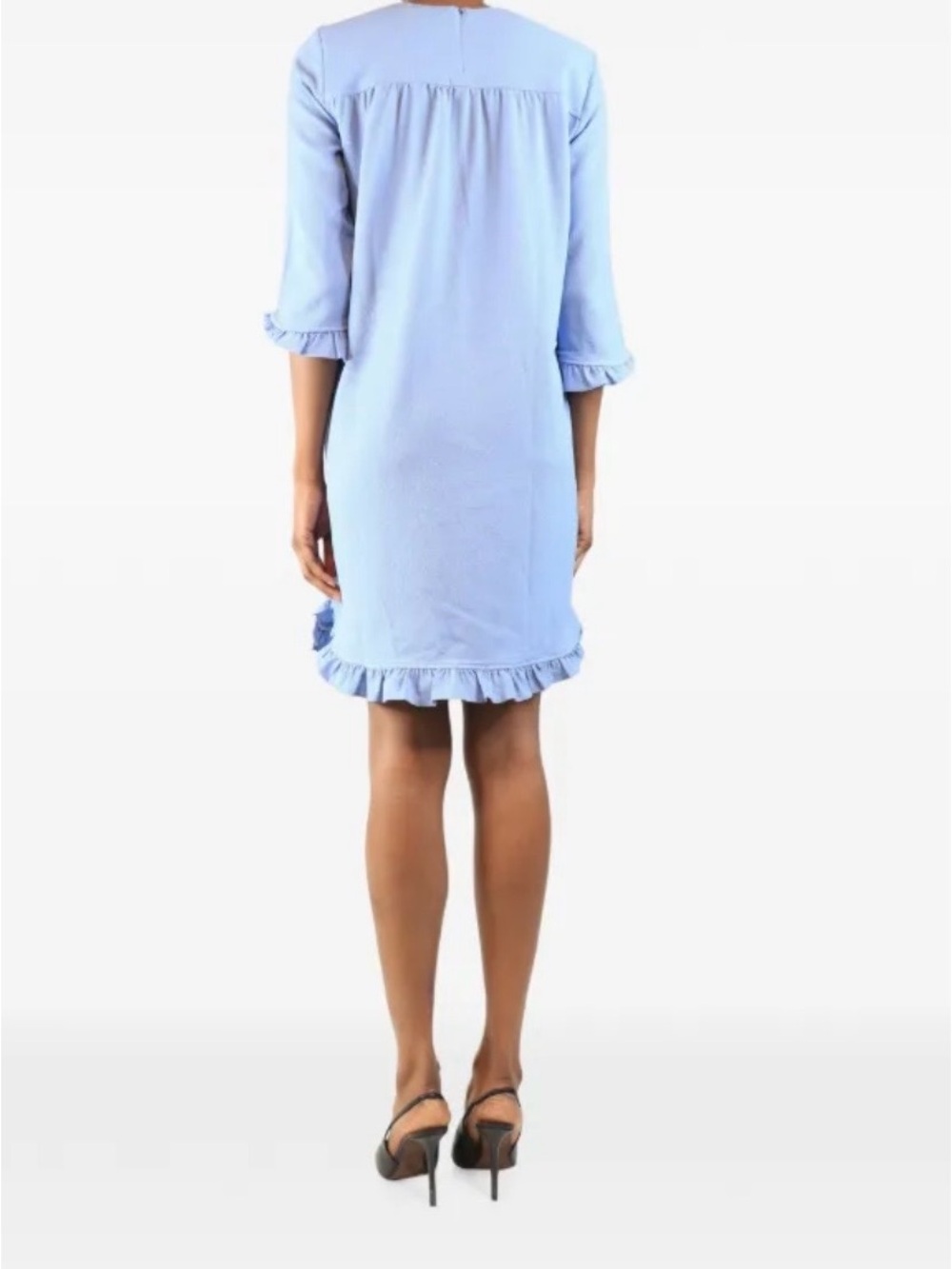 Ganni Light Blue Ruffle-Hem Mini Dress - Picture 2 of 6